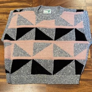 Vintage Wrangler Pink and Black Geometric Sweater sz large